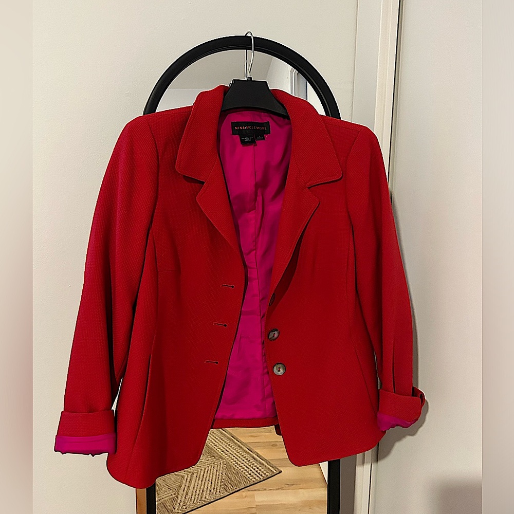 Nina Mclemore Red Merino Wool Jacket Size 4